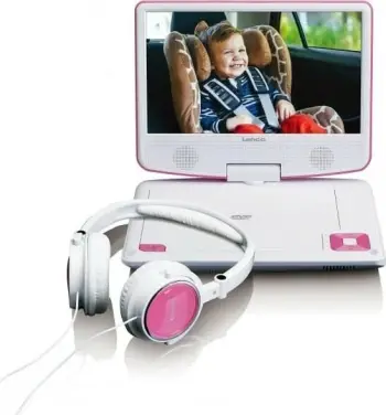 DVD player portativ Lenco DVP-910, ekran 9", i zi e rozë