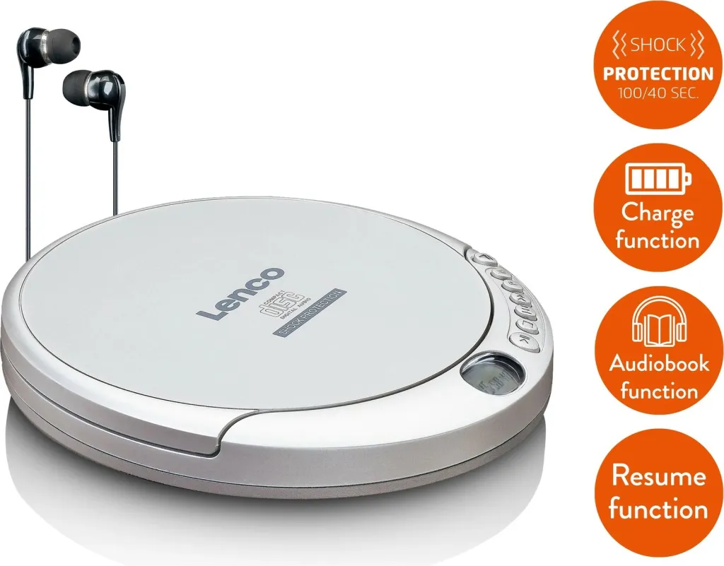 CD player Lenco CD-201, MP3, LCD, kufje, argjend - 4
