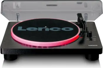 Gramafon Lenco LS-50LED, me altoparlantë të integruar, lidhje USB, i zi
