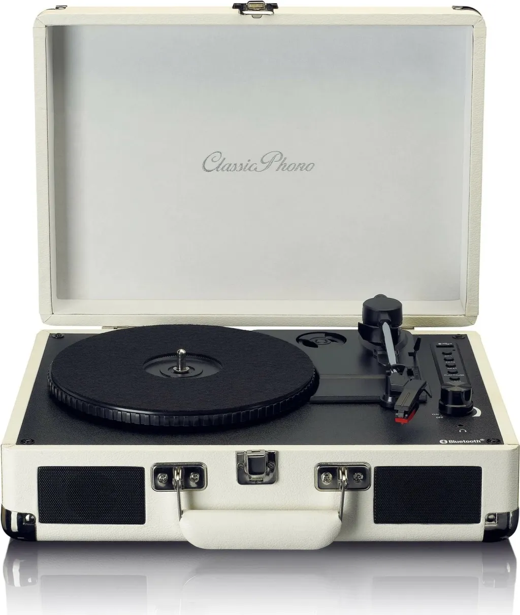 Gramafon Lenco TT-115, Bluetooth, 2 altoparlantë, USB, krem - 1
