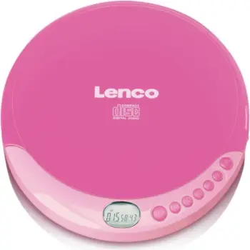 CD player Lenco CD-011, LCD ekran, altoparlant i integruar, rozë