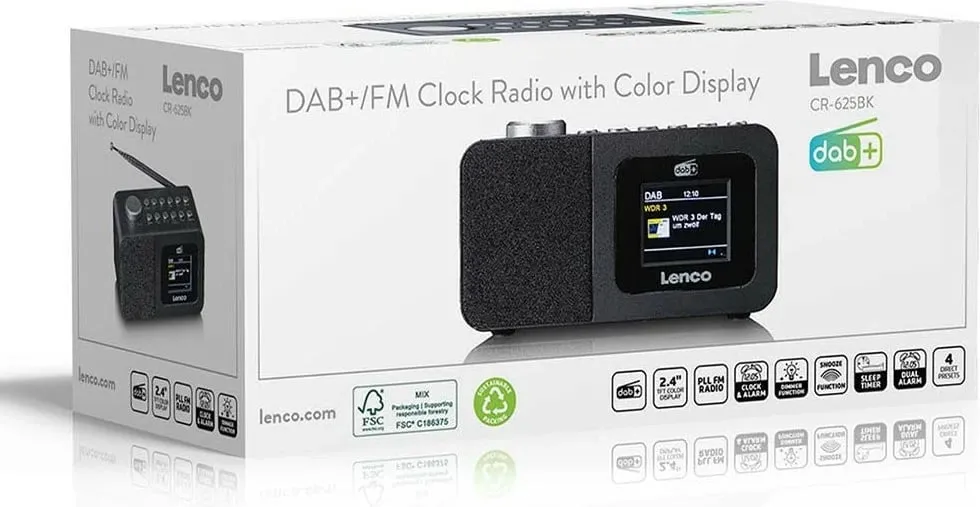 Radio Lenco CR-625BK, DAB+, FM, e zezë - 4