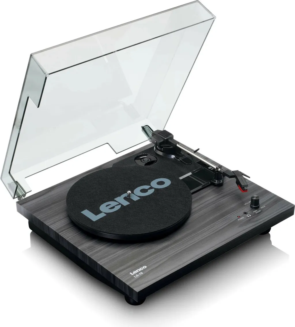 Gramafon Lenco LS-10WD me altoparlantë, bardhë/druri - 2
