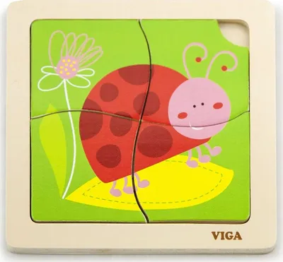 Lodër puzzle Viga Ladybug 50140, 4 elemente, shumëngjyrëshe - 1