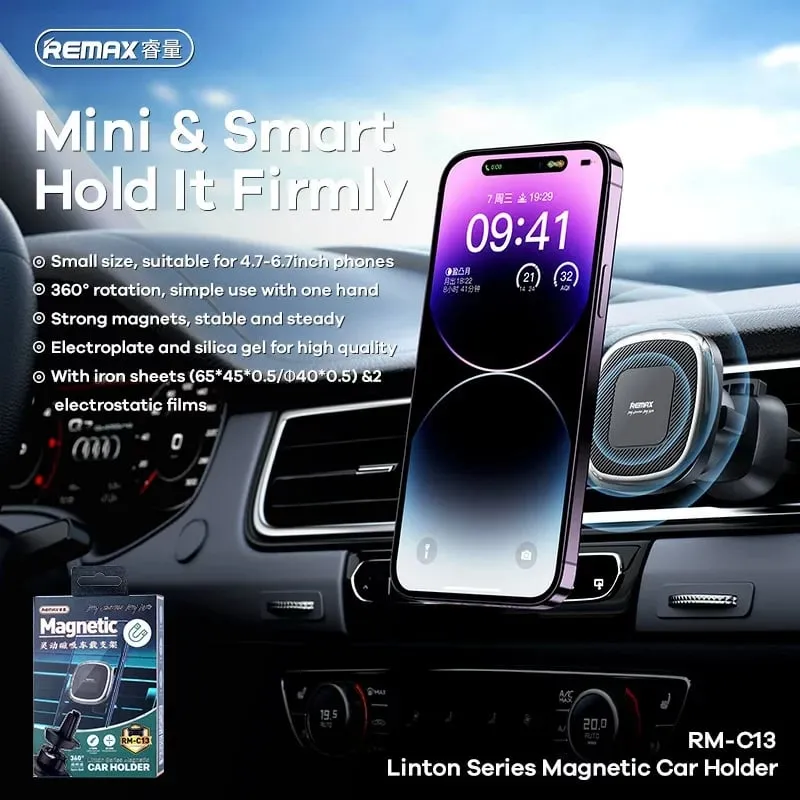 Mbajtës magnetik për telefon Remax, për vetura, RM-C13, e zezë - 2
