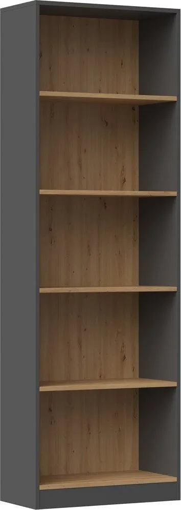 Raft librash Topeshop Shelf Unit R60, 60x30x182 cm, anthracite dhe artisan oak - 1