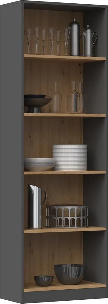 Raft librash Topeshop Shelf Unit R60, 60x30x182 cm, anthracite dhe artisan oak - 2