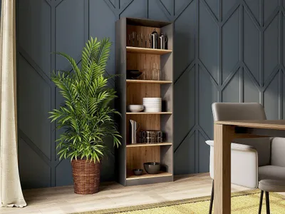 Raft librash Topeshop Shelf Unit R60, 60x30x182 cm, anthracite dhe artisan oak - 3