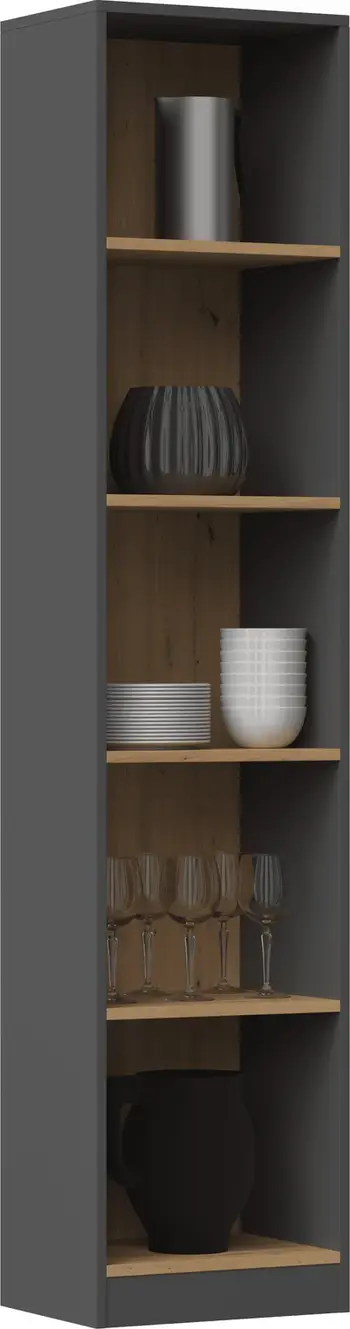 Raft librash Topeshop SHELF UNIT R40, panel i laminuar 16mm, ngjyrë antracit me Oak Artisan