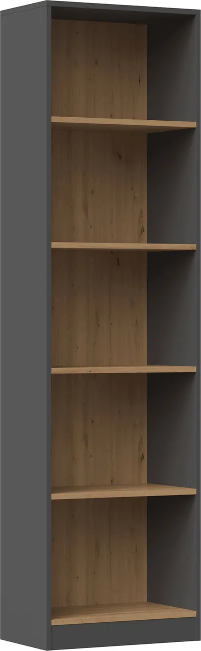 Raft librash Topeshop SHELF R50, 5 rafte, material druri, antracit dhe lisi artisan - 1
