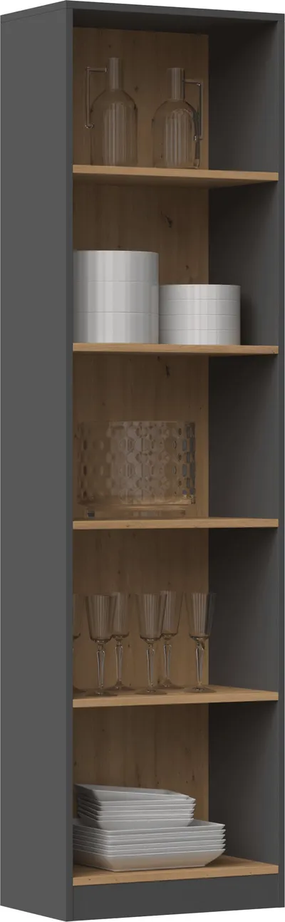 Raft librash Topeshop SHELF R50, 5 rafte, material druri, antracit dhe lisi artisan - 3