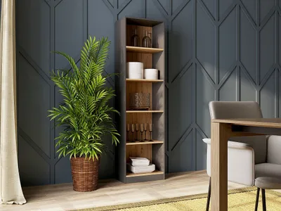 Raft librash Topeshop SHELF R50, 5 rafte, material druri, antracit dhe lisi artisan - 4