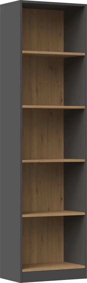 Raft librash Topeshop SHELF R50, 5 rafte, material druri, antracit dhe lisi artisan
