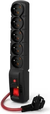 Kabllo zgjatëse Acar F5 POWER, 10 m, 5 priza, e zezë - 1