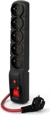 Kabllo zgjatëse Acar F5 POWER, 10 m, 5 priza, e zezë