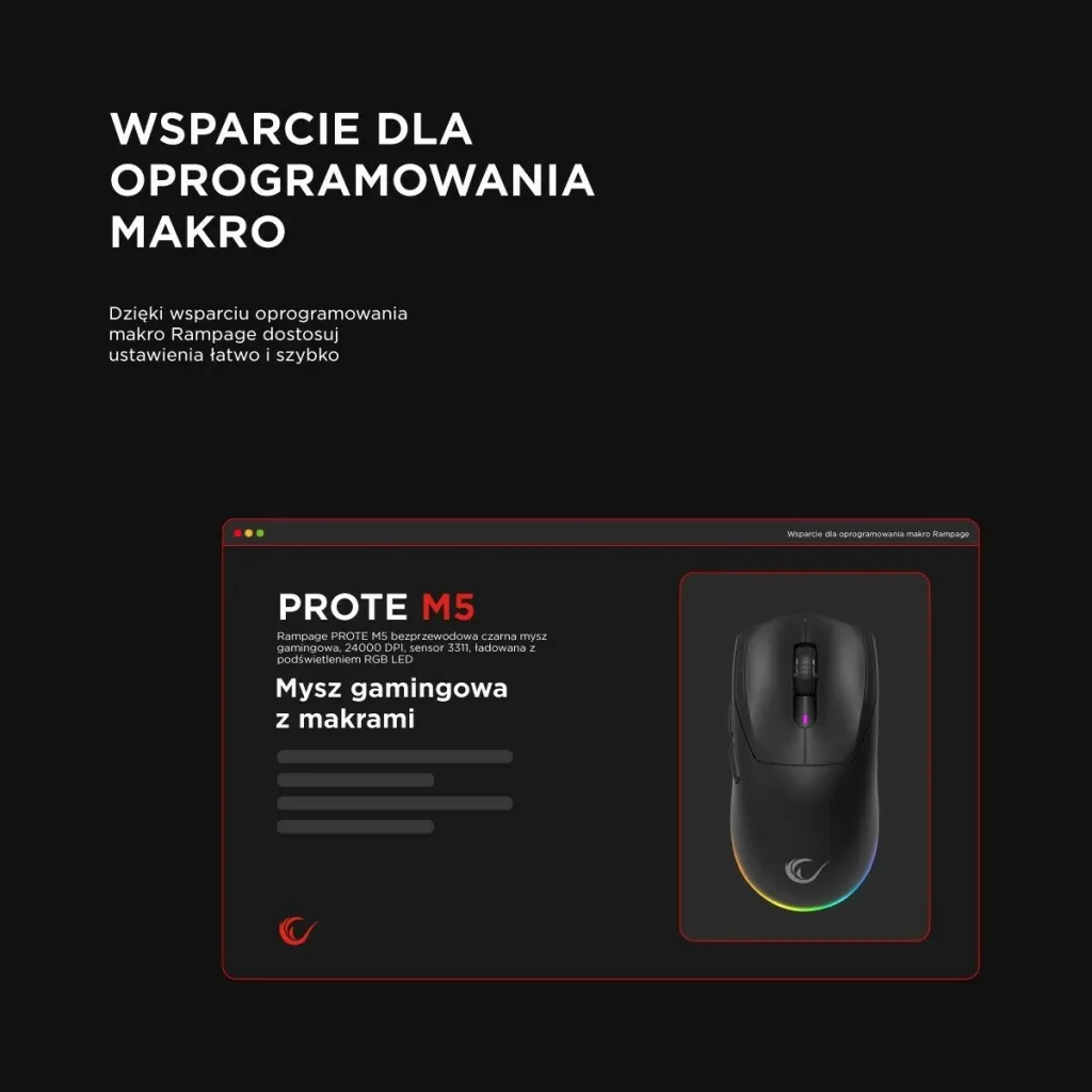 Maus Rampage Prote M5, 24000 DPI, RGB LED, 1kHz, i zi - 12