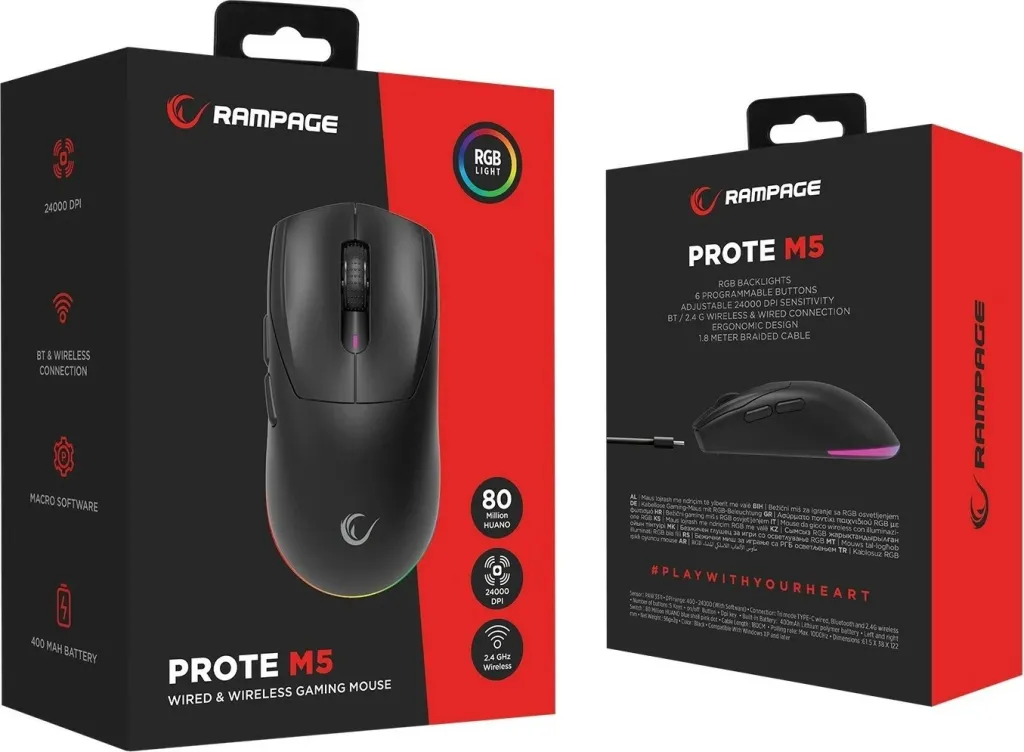 Maus Rampage Prote M5, 24000 DPI, RGB LED, 1kHz, i zi - 7
