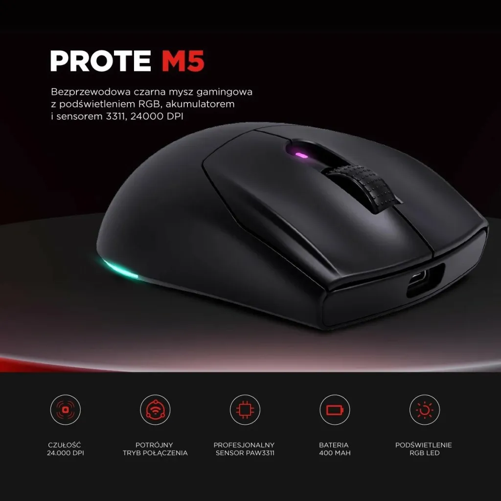 Maus Rampage Prote M5, 24000 DPI, RGB LED, 1kHz, i zi - 8