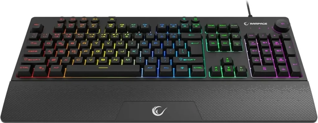 Tastierë gaming Rampage Simula RGB, full-size, me mbështetëse, e zezë - 3