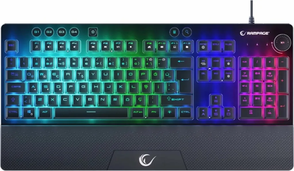 Tastierë gaming Rampage Simula RGB, full-size, me mbështetëse, e zezë - 6