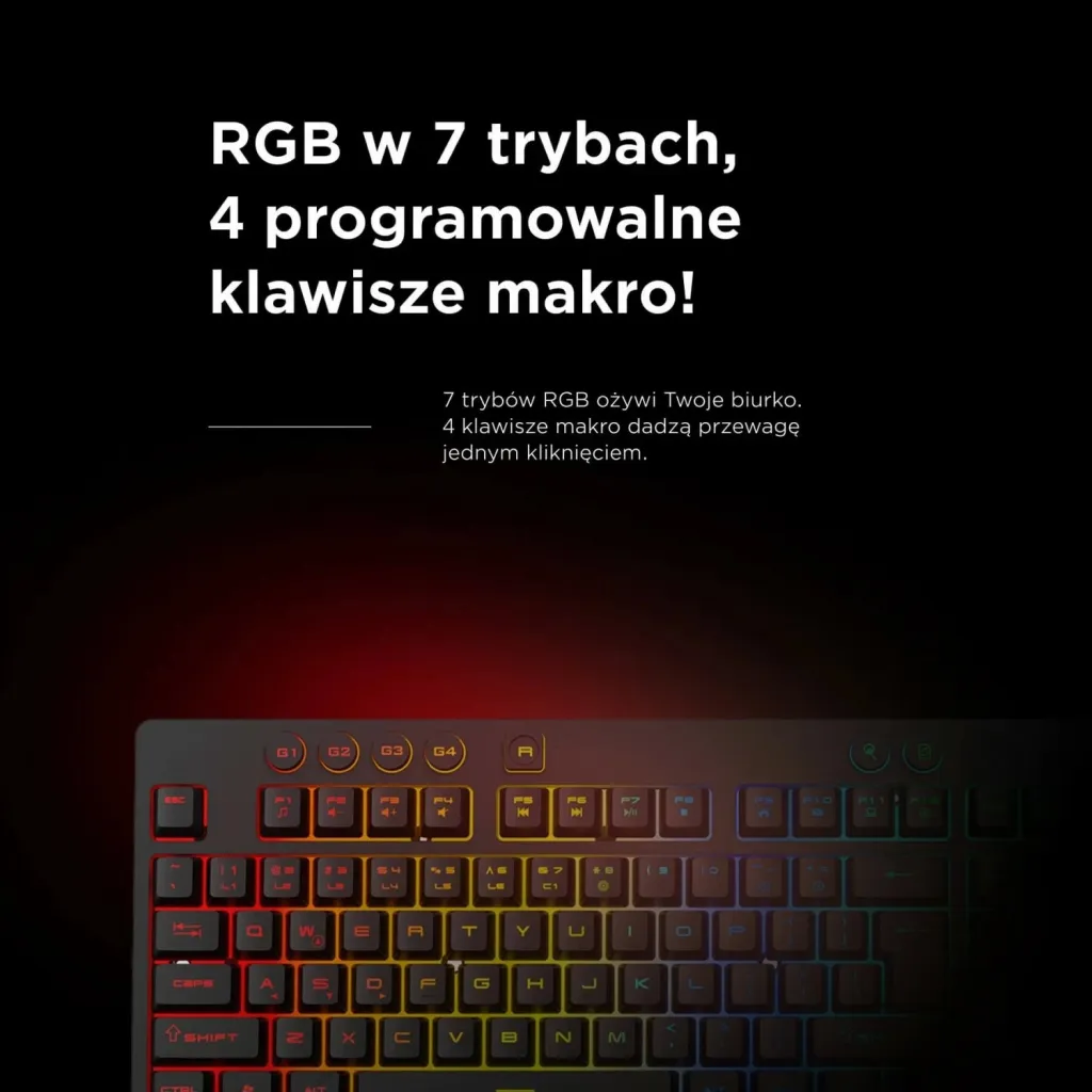Tastierë gaming Rampage Simula RGB, full-size, me mbështetëse, e zezë - 9
