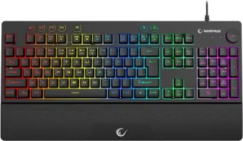 Tastierë gaming Rampage Simula RGB, full-size, me mbështetëse, e zezë