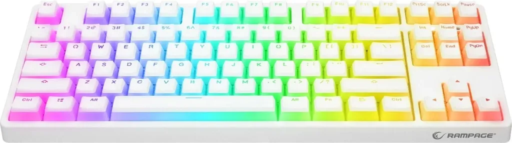 Tastierë mekanike Rampage TKL GHOST, Huano Red Switch, RGB, e bardhë - 3