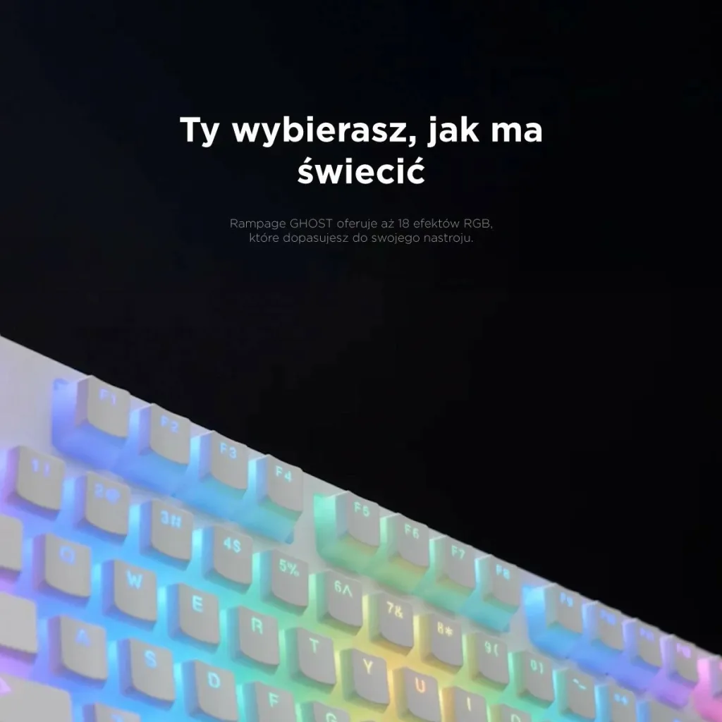Tastierë mekanike Rampage TKL GHOST, Huano Red Switch, RGB, e bardhë - 9