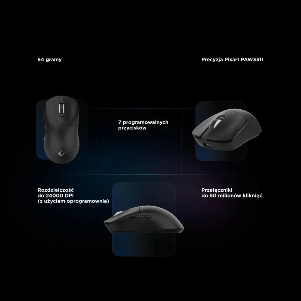 Maus Rampage Clax PAW3311, 24 000 DPI, wireless/wired, i zi - 11