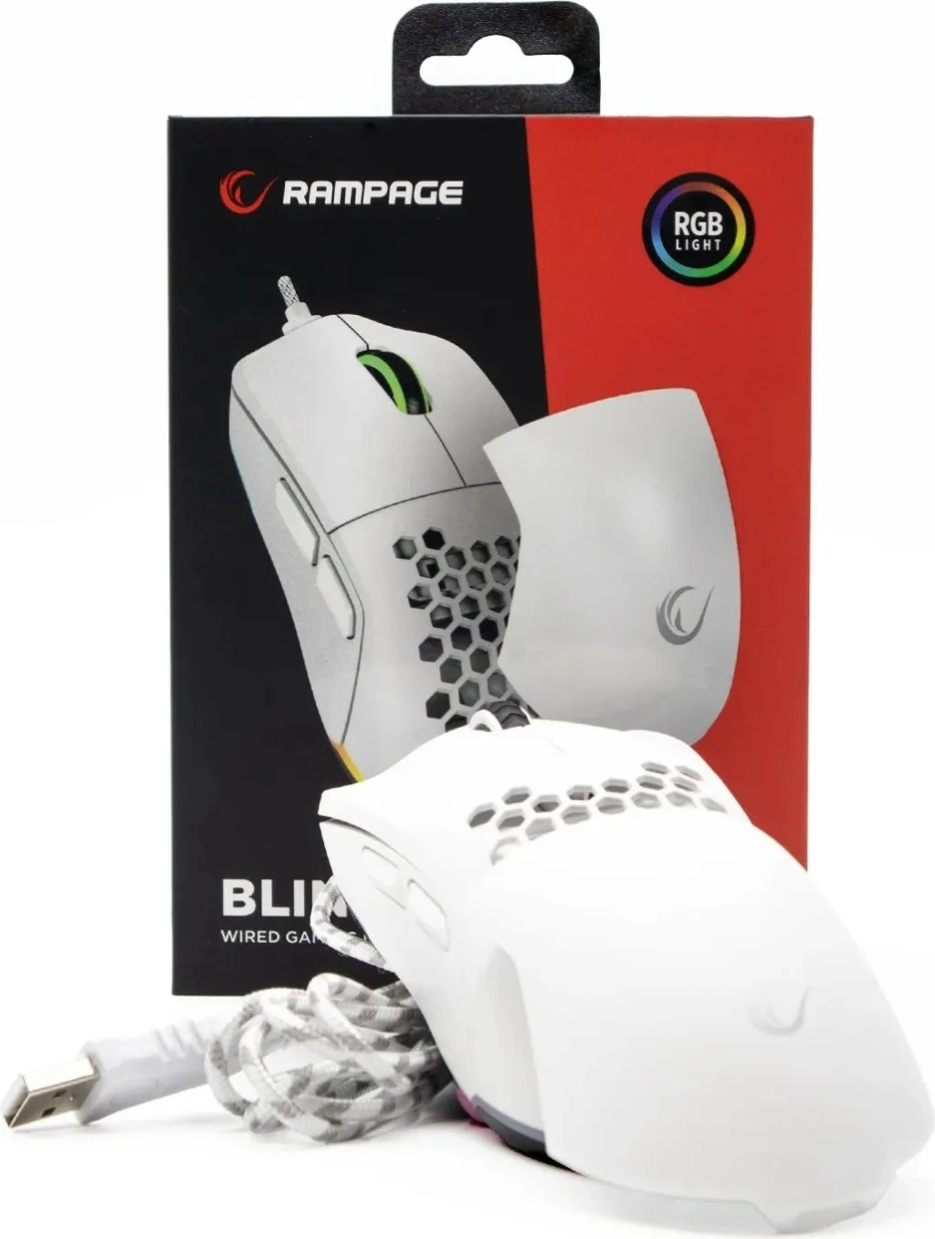 Maus gaming Rampage BLINK, RGB, sensor optik, i bardhë - 1