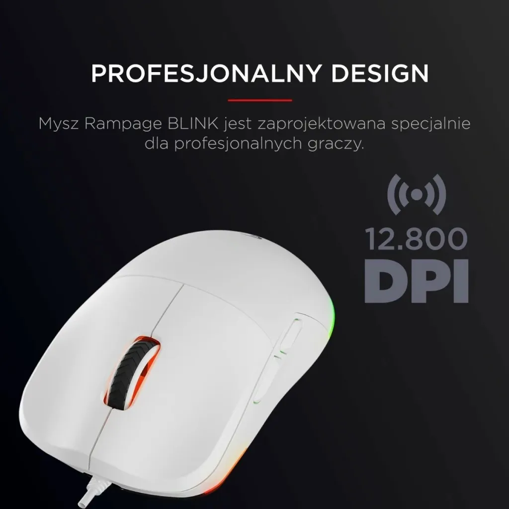 Maus gaming Rampage BLINK, RGB, sensor optik, i bardhë - 11