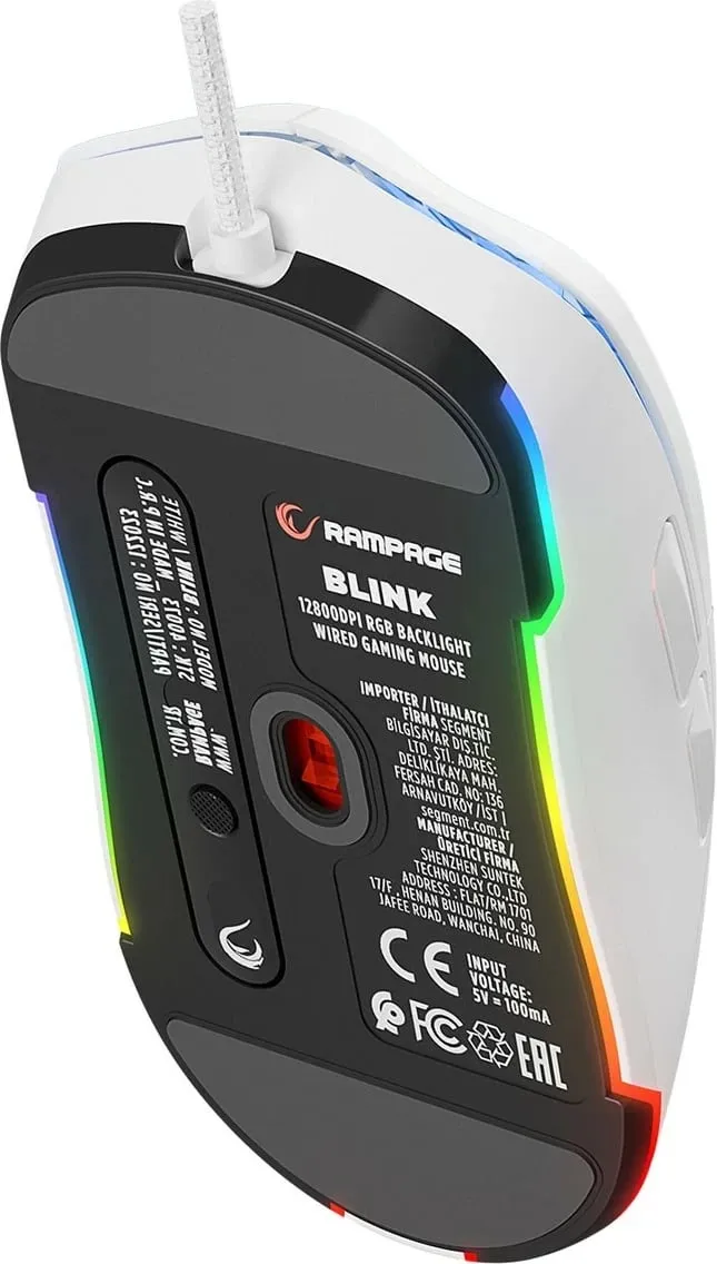 Maus gaming Rampage BLINK, RGB, sensor optik, i bardhë - 9
