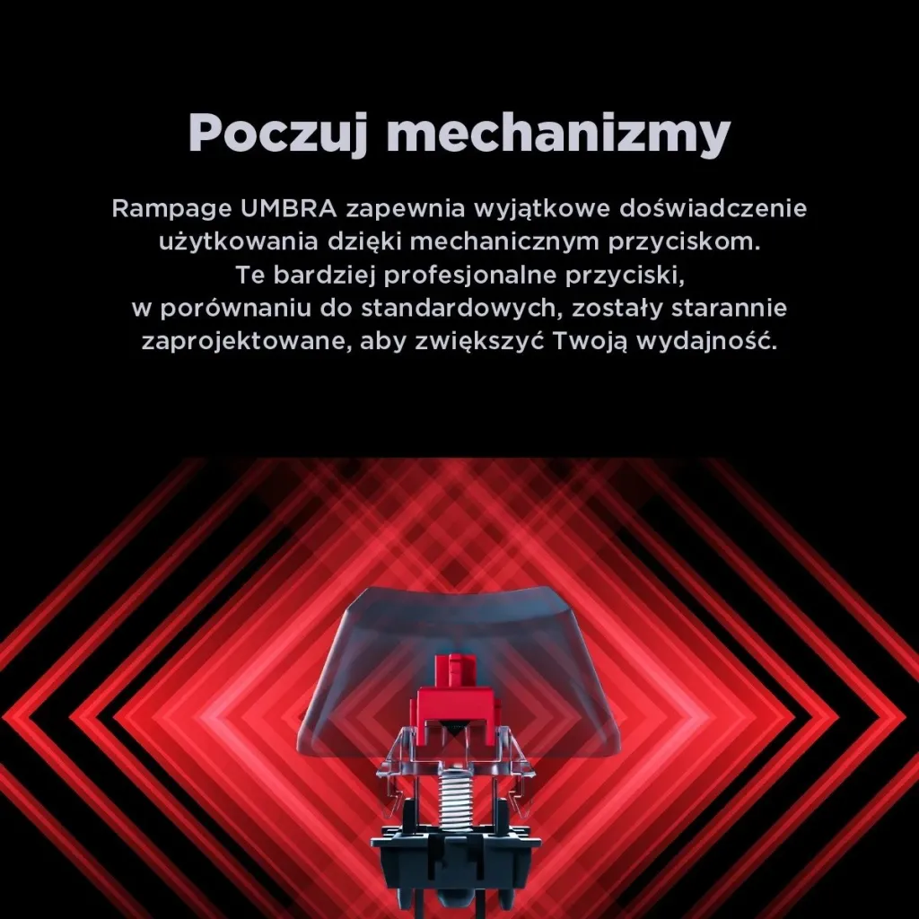Tastierë mekanike Rampage KB-R86 UMBRA, Red Switch, e zezë - 13
