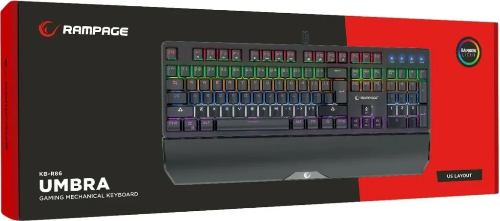 Tastierë mekanike Rampage KB-R86 UMBRA, Red Switch, e zezë - 6