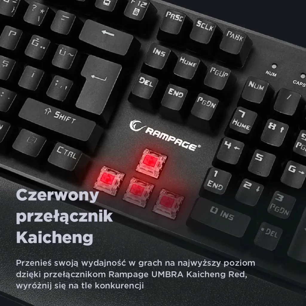 Tastierë mekanike Rampage KB-R86 UMBRA, Red Switch, e zezë - 10