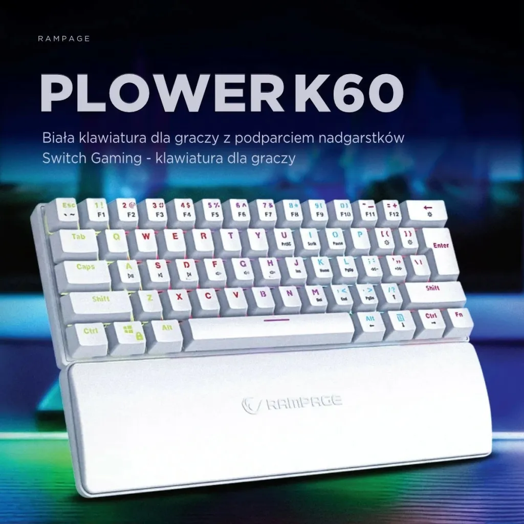 Tastierë mekanike Rampage PLOWER K60, RMP Blue, e bardhë - 3
