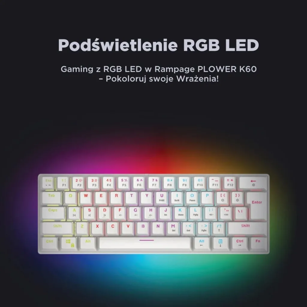 Tastierë mekanike Rampage PLOWER K60, RMP Blue, e bardhë - 6