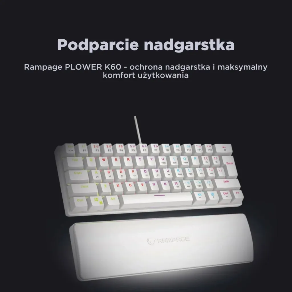 Tastierë mekanike Rampage PLOWER K60, RMP Blue, e bardhë - 7