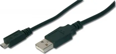 Kabllo Digitus (AK300110010S) USB-A - microUSB, 1m, e zezë - 1