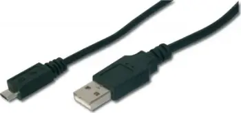 Kabllo Digitus (AK300110010S) USB-A - microUSB, 1m, e zezë