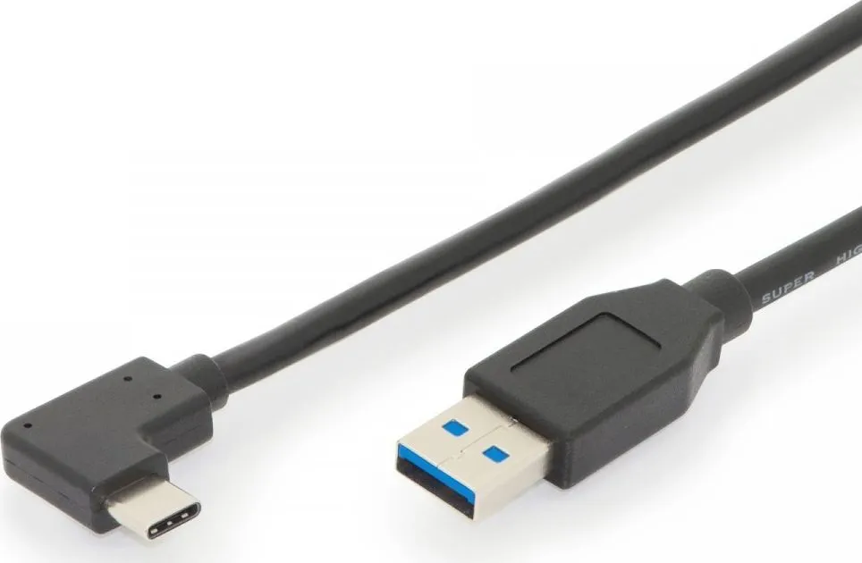 Kabllo Digitus USB-A - USB-C, 1m, e zezë - 1