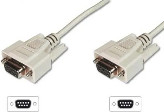 Kabllo Digitus DB-9 - DB-9, 3m, bezhë - 1