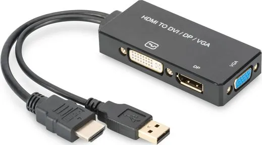 Përshtatës AV Digitus DisplayPort, HDMI, D-Sub (VGA) dhe DVI, i zi - 1