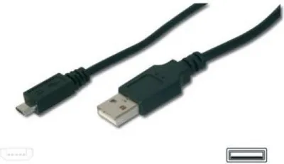 Kabllo Digitus USB-A - microUSB, 3 m, e zezë - 1