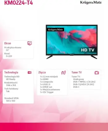 Televizor Krüger&Matz KM0224, 61 cm (24') HD, i zi