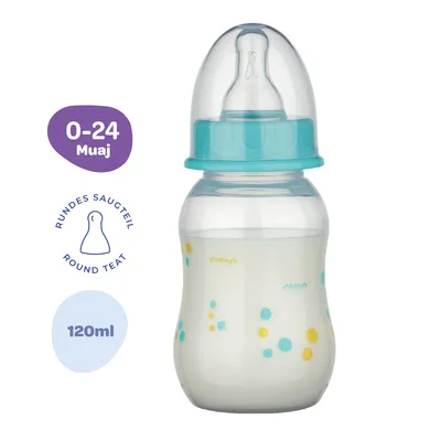 Shishe PP me qafë standarde Baby Nova (0-24 muaj), 130ml, e kaltër - 1