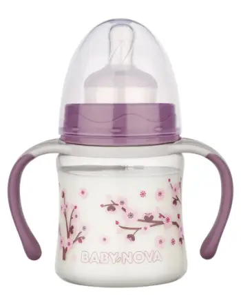Shishe PP me mbajtës me qafë të gjerë Baby Nova (0-24 muaj), 150ml, e gjelbër