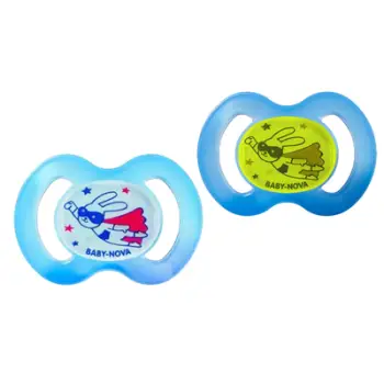 Memë qetësuese ortodontike me material ndriçues Baby Nova (6-18 muaj), 1 copë, e kaltërt