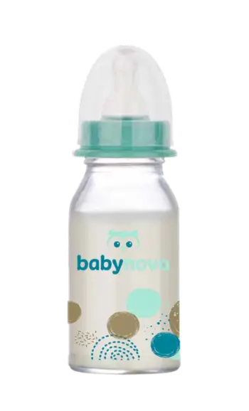 Shishe e qelqit Baby Nova (0-24 muaj), 120ml, e gjelbër