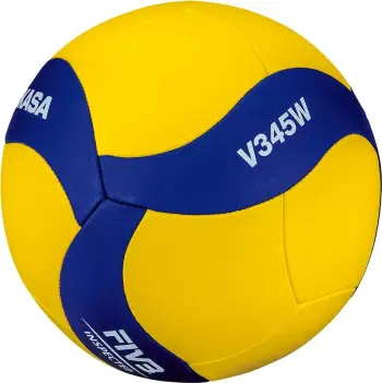 Top volejbolli Mikasa V345W, i verdhë/ i kaltër